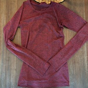 Lululemon Athletica Burgundy Long Sleeve Top
